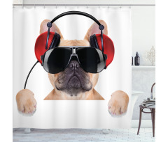 DJ Bulldog Music Shower Curtain