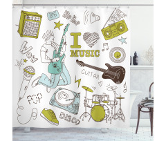 Love Music Sketch Shower Curtain