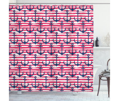 Blue Anchors Shower Curtain