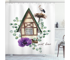 Watercolor Home Shower Curtain