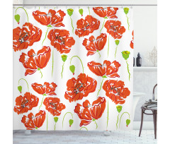 Doodle Poppies Shower Curtain