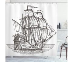 Retro Ship on Water Shower Curtain