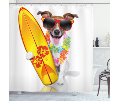Surf Dog Glasses Shower Curtain