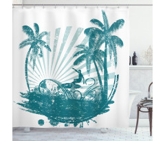 Grunge Tropical Shower Curtain