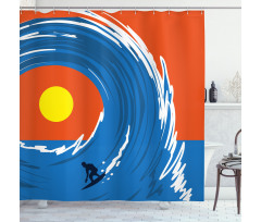 Man Giant Waves Shower Curtain