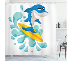 Funny Shark Surf Shower Curtain