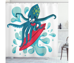 Surfer Octopus Shower Curtain