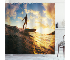 Sunset Surf Woman Shower Curtain