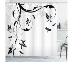 Damask Curl Leaves Shower Curtain