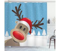 Reindeer Rudolph Hat Shower Curtain