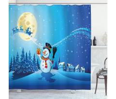 Snowy Land Pines Moon Shower Curtain