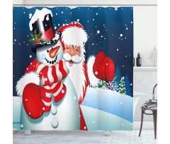 Santa Snowman Hug Shower Curtain