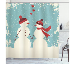 Snowman Woman Love Shower Curtain