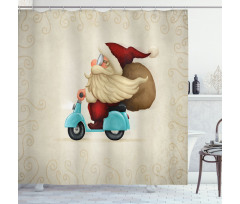 Santa on Motorcycle Shower Curtain