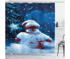 Snowman Magic Wand Shower Curtain