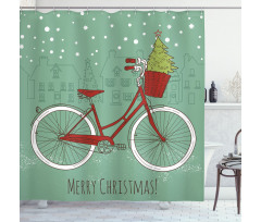 Retro Bike Xmas Trees Shower Curtain