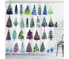 Watercolor Fir Trees Shower Curtain