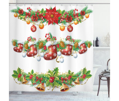 Flowers Socks and Bells Shower Curtain