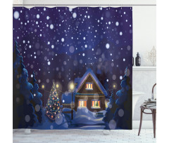 Winter Night House Shower Curtain