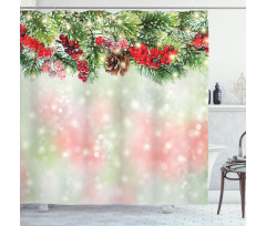 Green Branches Holly Shower Curtain