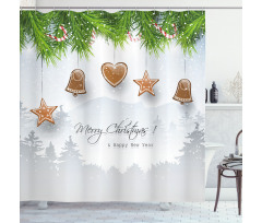 Gingerbread Fir Tree Shower Curtain