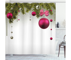 Vivid Fir Twigs Balls Shower Curtain