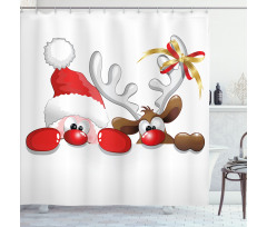 Funny Santa Reindeer Shower Curtain