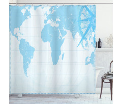 Old Compass Blue Grunge Shower Curtain
