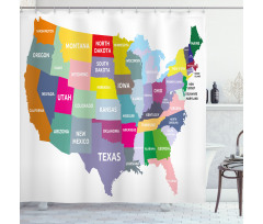 USA Map Colorful States Shower Curtain