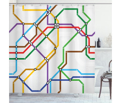 Vibrant Striped Metro Route Shower Curtain