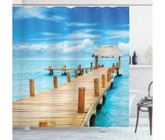 Tropic Seascape Wooden Jetty Shower Curtain