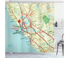 San Francisco Area Vintage Shower Curtain