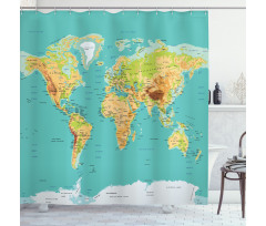 World Geography Continents Shower Curtain