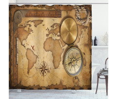 Aged Antique Treasure Map Shower Curtain