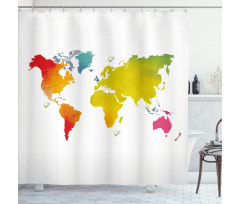 Continents World Watercolor Shower Curtain