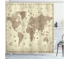 Aged World Monsters Compass Shower Curtain