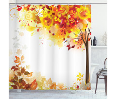 Abstract Fall Season Tree Shower Curtain