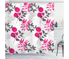 Nostalgic Leaf and Flowers Shower Curtain