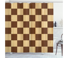Checkerboard Wooden Shower Curtain
