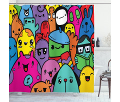 Colorful Doodle Monsters Shower Curtain