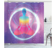 Human Meditation Galaxy Shower Curtain