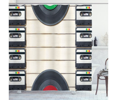 Audio Cassettes Records Shower Curtain