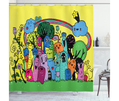 Hand Drawn Crazy Doodle Shower Curtain