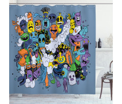 Funky Monsters Society Shower Curtain