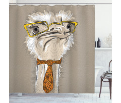 Funny Hipster Ostrich Shower Curtain