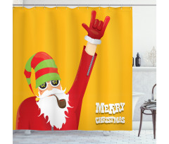 Biker Santa Smoking Pipe Shower Curtain