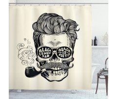 Skull with Pipe Glasses Shower Curtain