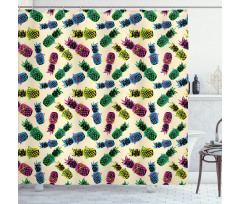 80s Vibrant Pineapple Shower Curtain