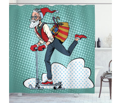 Pop Art Hipster Santa Shower Curtain