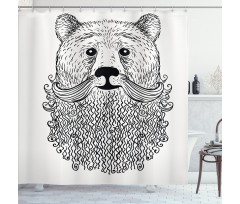 Doodle Bear with Beard Shower Curtain